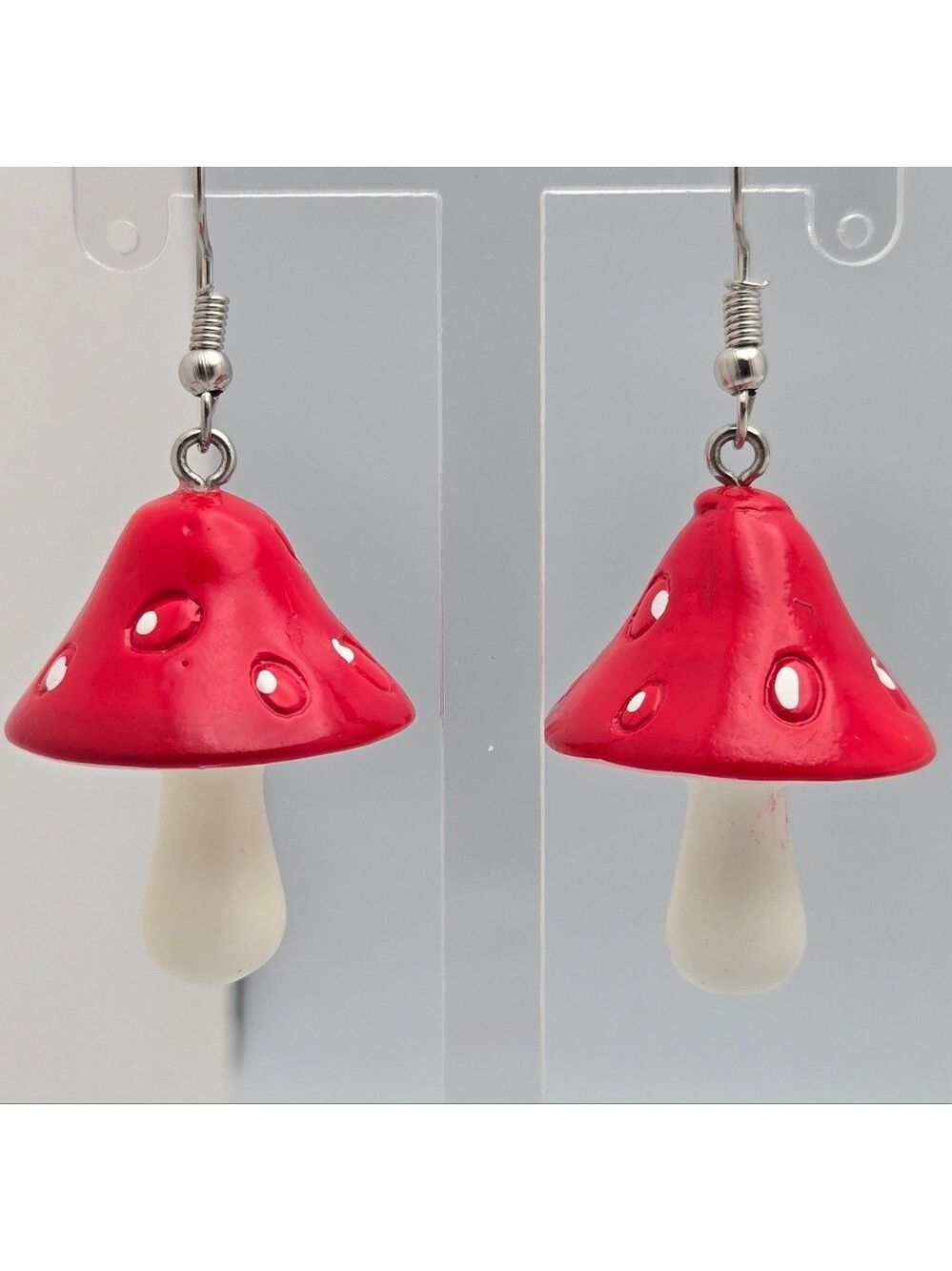 ✨2/$10✨ Magic Red Mushroom Dangle Earrings 2" Cute Cottage Core New Handpainted